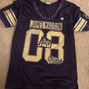 JMU football jersey with rhinestones on collar